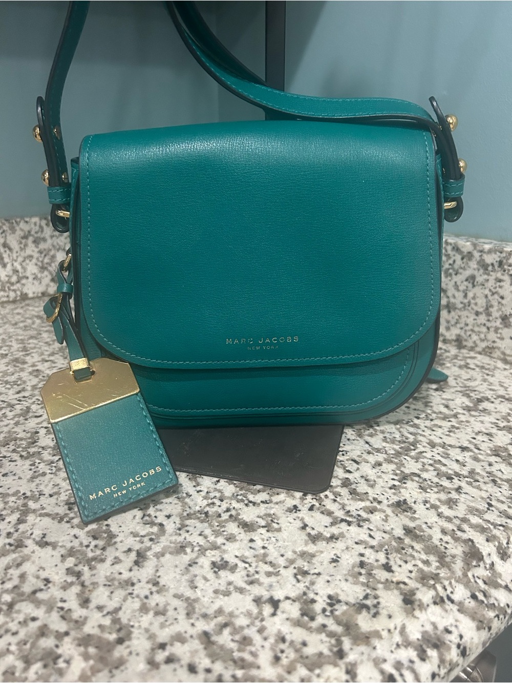 Marc Jacobs Teal Leather Saddle Crossbody Bag Style M0014109